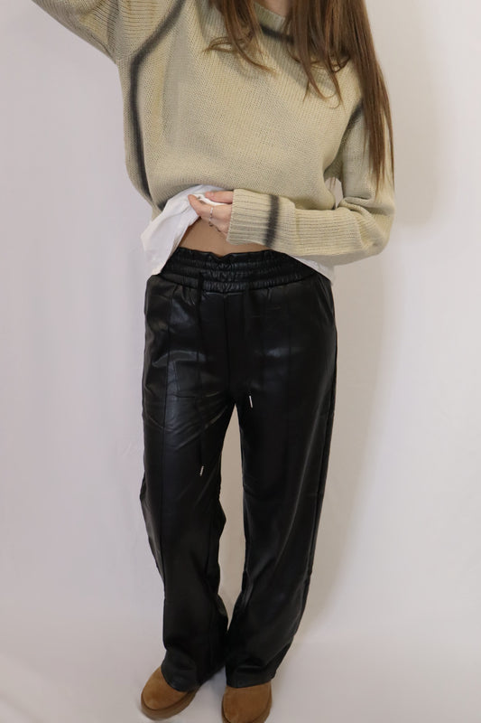 Wide Leg Ecopelle Felpato