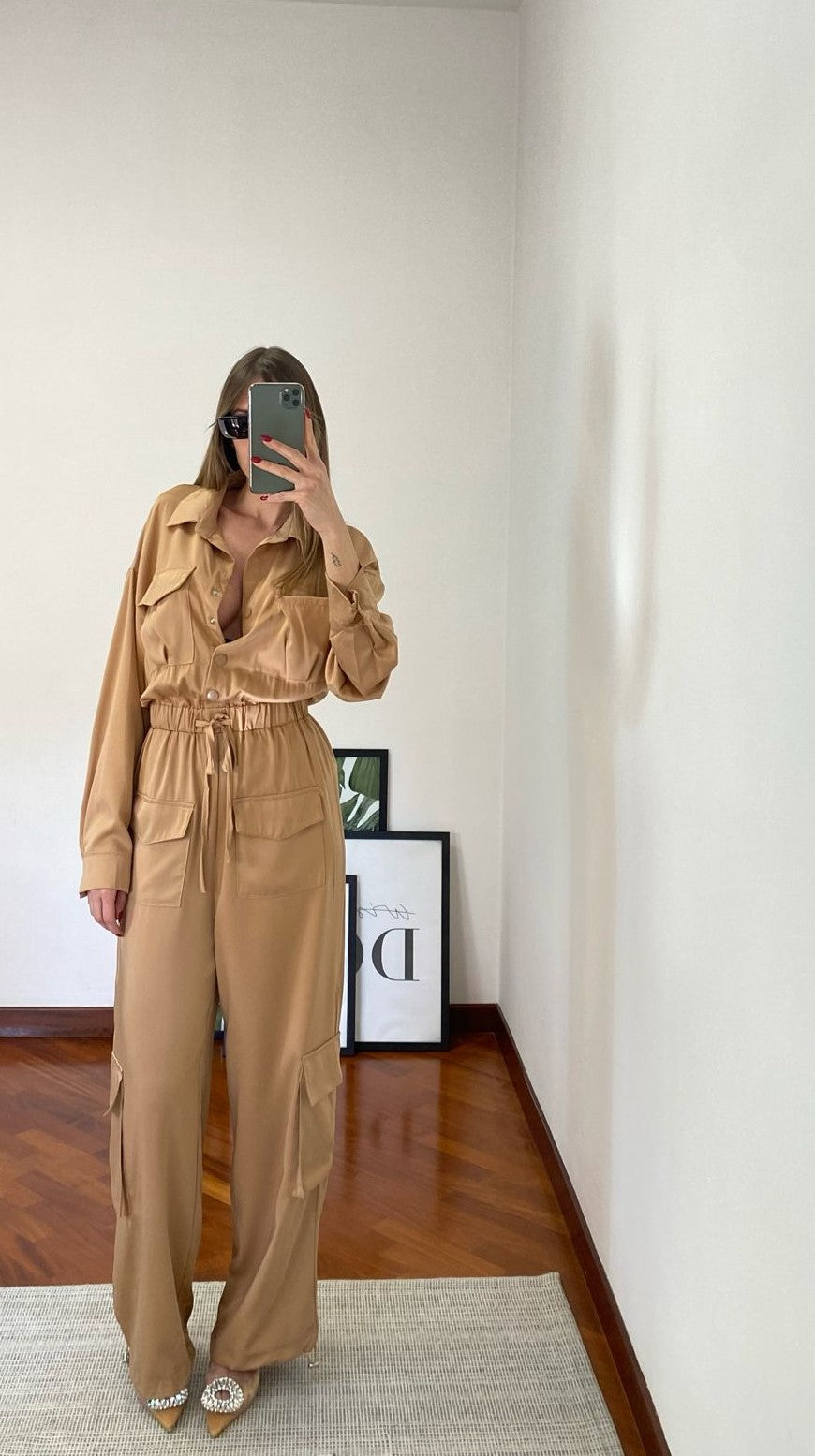 Jumpsuit Cargo Satin